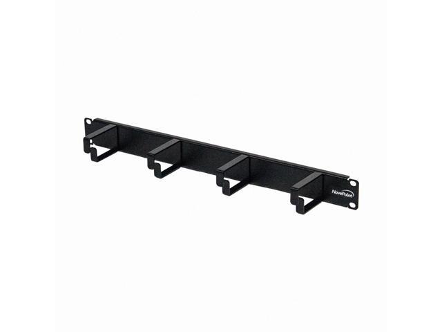 Navepoint 1U Horizontal 19-Inch Rack Mount Cable Management Panel With 4 D-Rings 2-Inches Deep Black