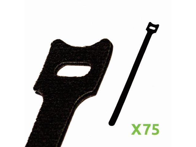 NavePoint 10 Inch Hook and Loop Reusable Strap Cable Cord Wire Ties 75 Pack Black