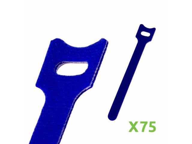 NavePoint 6 Inch Hook and Loop Reusable Strap Cable Cord Wire Ties 75 Pack Blue