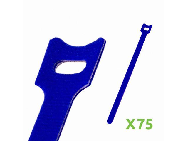 NavePoint 10 Inch Hook and Loop Reusable Strap Cable Cord Wire Ties 75 Pack Blue