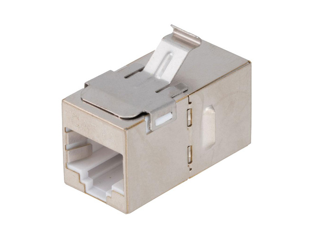 NavePoint CAT6A FTP Inline Keystone Coupler, RJ45 Female to RJ45 Female, 25 pack, Silver