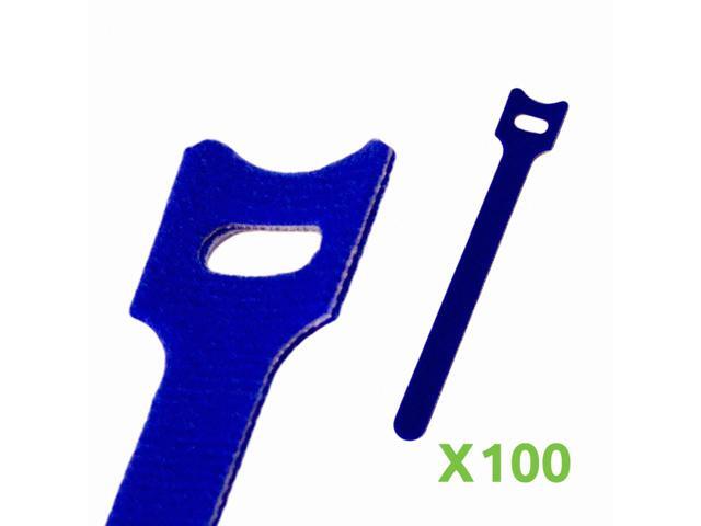 NavePoint 6 Inch Hook and Loop Reusable Strap Cable Cord Wire Ties 100 Pack Blue