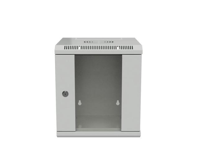 NavePoint 11.8 in Wall Mount Network Cabinet, 6U, Glass, Gray