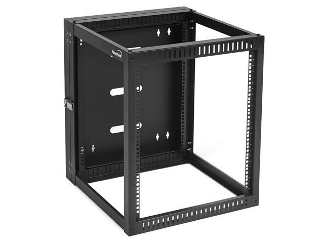 NavePoint 12U Hinged Open Frame Wall-Mount Network Rack, 4-Post 23.7 Inch Depth, Rear Swing Frame, Easy Rear Access to Equipment, Gate Opens 180...