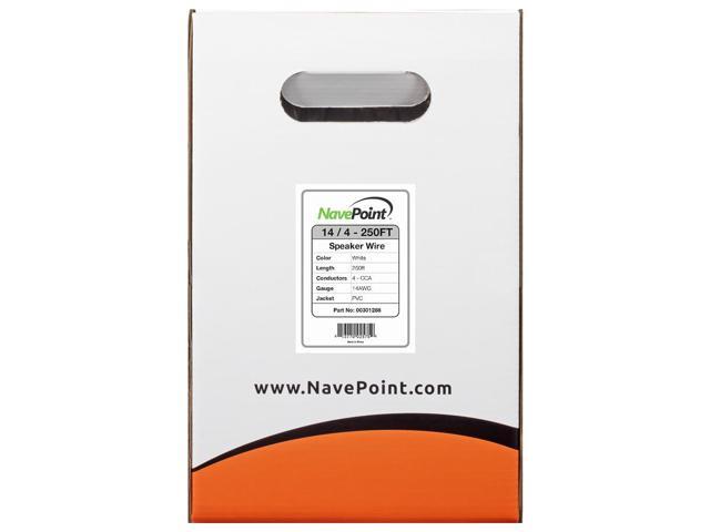 NavePoint 250ft In Wall Audio Speaker Cable Wire CL2 14/4 AWG Gauge 4 Conductor Bulk White - image 2
