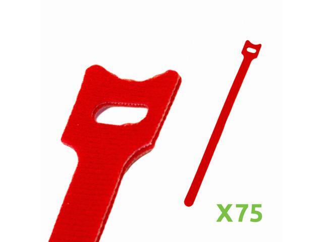 NavePoint 10 Inch Hook and Loop Reusable Strap Cable Cord Wire Ties 75 Pack Red