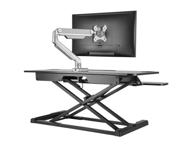 EZRiser36 Height Adjustable Sit/Stand Desk Computer Riser, 36' wide with Keyboard Tray - Black Finish