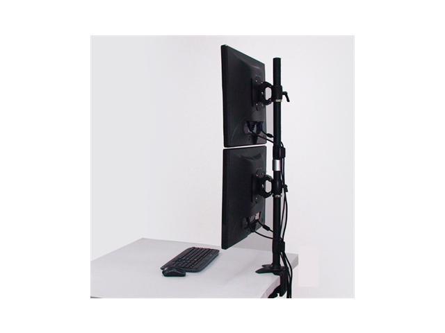 Amer Dual Vertical Monitor Clamp. Supports up to two 32' monitors weighing up to 26.5 lbs each. 200×100 / 100×100 / 75x75mm. Also ideal for 26, 27.