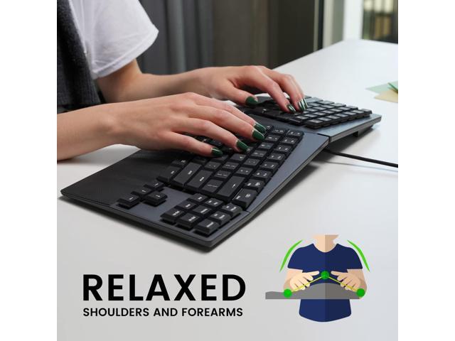 Perixx PERIBOARD-335RD Wired Ergonomic Mechanical Compact Keyboard - Low-Profile Red Linear Switches - Programmable Feature with Macro Keys -...