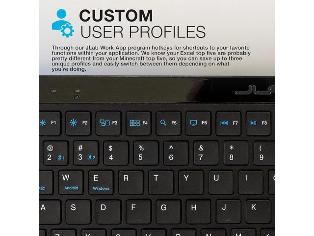 JLab JBuds Wireless Keyboard, Black, 95 Keys, Connect Via Bluetooth or USB Wireless Dongle, Multi-Device Toggle, Soft Touch Keys, Smart Media Knob,...