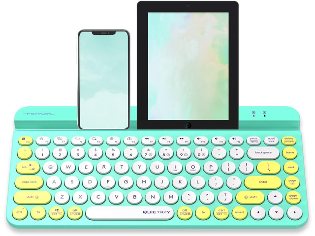 Bloody FBK30 Multi-Device QuietKey Wireless Keyboard, 2.4G and Bluetooth Dual Mode, Up to 4 Devices, Portable with Integrated Stand for Mac iOS...