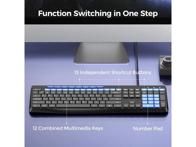 Wired Keyboard,Quiet Keyboard, Multimedia USB Computer Keyboard, Silent Keyboardwith Low Profile Chiclet Keys,Large Number...