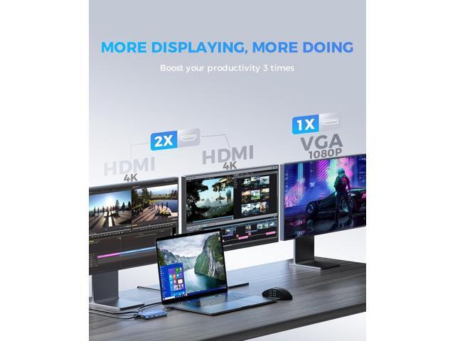 UtechSmart Docking Station, Triple Monitors USB C Laptop Docking Station, 11-1 USB C Dock with 2 HDMI, VGA, PD3.0, SD TF Card Slot, 4 USB Ports...