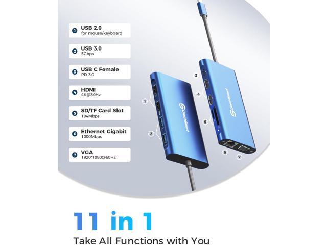 UtechSmart Docking Station, Triple Monitors USB C Laptop Docking Station, 11-1 USB C Dock with 2 HDMI, VGA, PD3.0, SD TF Card Slot, 4 USB Ports...