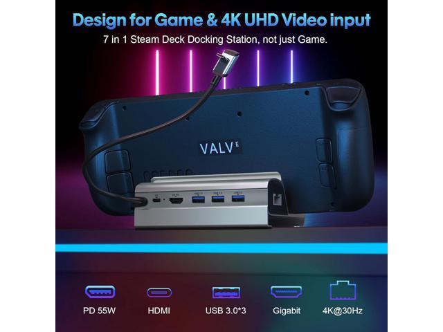 Docking Station for Steam Deck ROG Ally, 6 in 1 Stream Deck Dock with HDMI 2.0 4K@60Hz, 1000Mbps Gigabit Ethernet, 3 USB-A 3.0 and Full Speed...