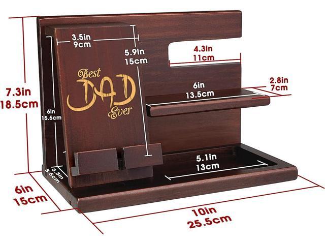 Personalized Wood Phone Docking Station - Presents For Dad - Best Dad Ever - Perfect For Birthday, Christmas, Fathers Day