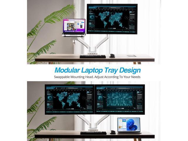 AVLT Dual 17-43' Monitor Arm Desk Mount with 15' Laptop Tray and USB-C Docking Station, HDMI 4K60Hz, USB-A 5Gbps, Ethernet, 100W PD, Fits Two...