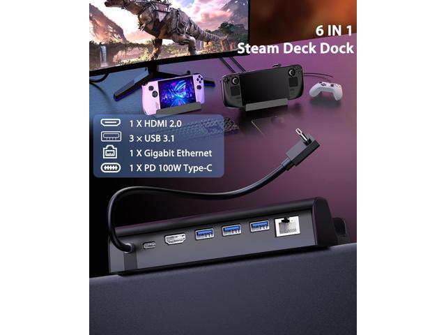 6-in-1 Docking Station Compatible with Steam Deck/ROG Ally, Antank Steam Deck Dock with HDMI 2.0 4K@60Hz Gigabit Ethernet, 100W PD Charging and 3...
