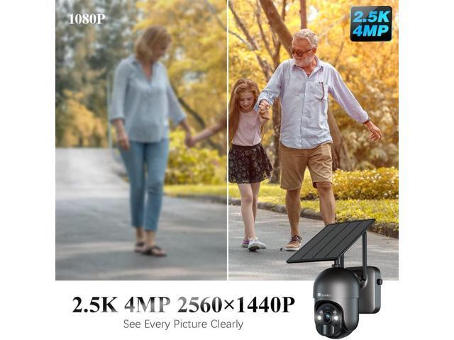 Ctronics 2.5K 4MP Security Camera Wireless Outdoor, WiFi Solar Security Camera Battery Powered, 360° PTZ, Color Night Vision 2560 * 1440P, PIR...