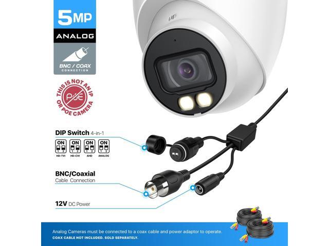Amcrest Analog 5MP NightColor Outdoor Security Camera, Turret 5MP @ 25fps, CCTV-Coax-BNC, 131ft Full Color Night Vision, Mic, 112° FOV (Not an IP...