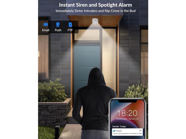 FOSCAM 4K 8MP Security IP POE Cameras, T8EP UltraHD Home Surveillance Security Camera Outdoor with Two-Way Audio, 66ft Color Night Vision,...