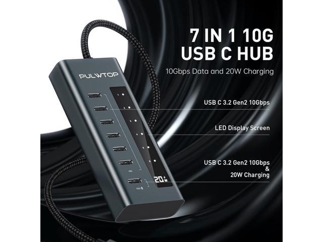 USB C Hub for Laptop, 7 in 1 10Gbps USB C to USB C Hub Support Data & Charging(Not Support Video), USB C 10Gbps Ports for iMac, MacBook Pro/Air,...