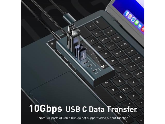 USB C Hub for Laptop, 7 in 1 10Gbps USB C to USB C Hub Support Data & Charging(Not Support Video), USB C 10Gbps Ports for iMac, MacBook Pro/Air,...