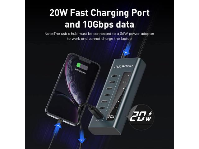 USB C Hub for Laptop, 7 in 1 10Gbps USB C to USB C Hub Support Data & Charging(Not Support Video), USB C 10Gbps Ports for iMac, MacBook Pro/Air,...