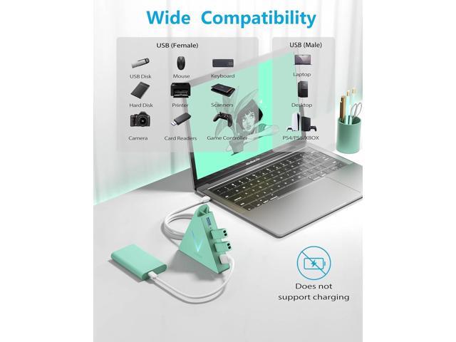 4-Port USB 3.0 Hub with 2 ft Extended Cable, FlyingVHUB Vertical Data USB Hub, for Mac, PC, Xbox One, PS4, PS5, iMac, Surface Pro, XPS, Laptop,...