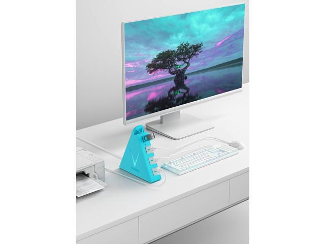 4-Port USB 3.0 Hub with 2 ft Extended Cable, FlyingVHUB Vertical Data USB Hub, for Mac, PC, Xbox One, PS4, PS5, iMac, Surface Pro, XPS, Laptop,...