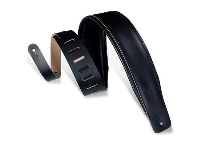 Levy's 2.5' Foam Padded Leather Guitar Strap, Black