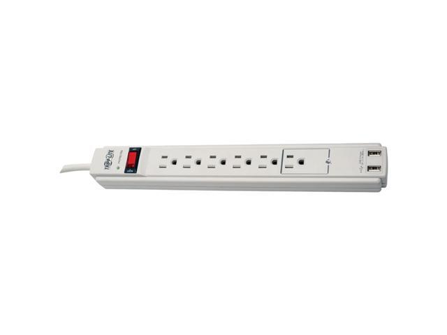 Tripp Lite 6 Outlet Surge Protector Power Strip 6Ft Cord 990 Joules Dual Usb Charging Led & Insurance (Tlp606usb)