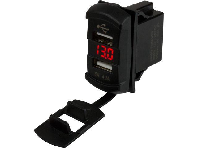 Sea-Dog Dual USB Rocker Switch Style Voltmeter w/Hidden Display