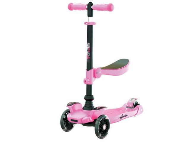 Hurtle ScootKid 3 Wheel Toddler Child Ride On Toy Scooter w/ LED Wheels, Pink
