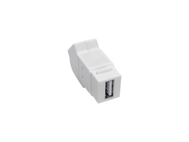 Tripp Lite USB 2.0 All-in-One Keystone/Panel Mount Angled Coupler (F/F), White (U060-000-KPA-WH)