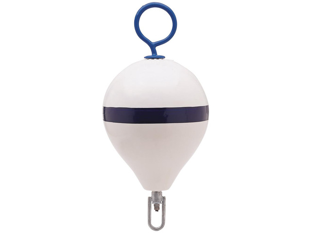 POLYFORM MOORING BUOY W/ IRON 17' DIAMETER WHITE BLUE STRIPE