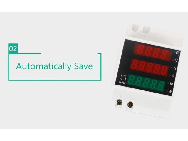 ELECALL D52-2047 DIN Rail Digital Multifunction Power Meter AC80-300V Voltmeter AC 0-100A Ammeter Energy Meter