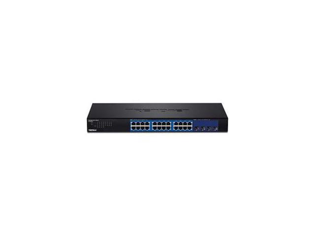TRENDnet 28-Port Web Smart Switch with 24 x Gigabit Ports and 4 x 10G SFP+ Slots. Limited Life Time Warranty