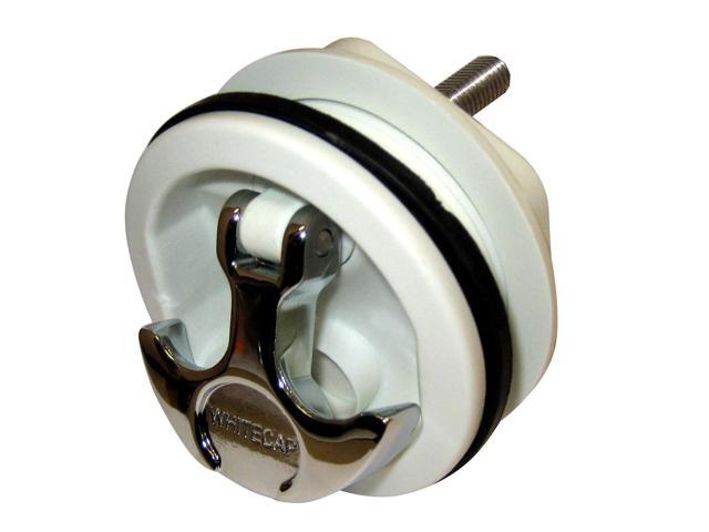 Whitecap T-Handle Latch - Chrome Plated Zamac/White Nylon - No Lock.[S-230WC]
