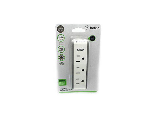 Belkin SurgePlus 2-Port USB Swivel Charger w/ 3 AC Outlets (10 Watts, Combined)