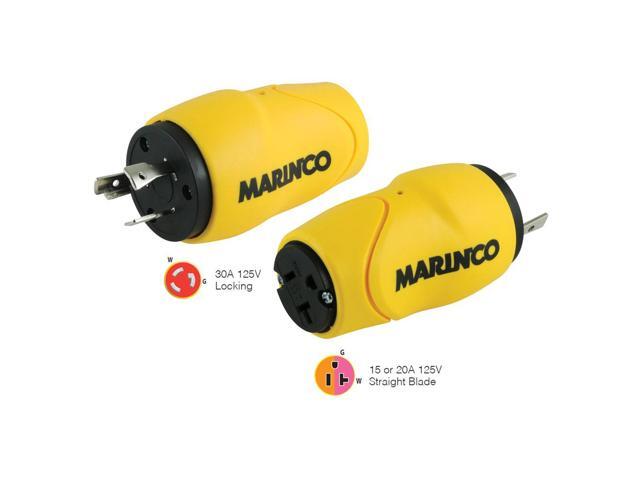 MARINCO STRAIGHT ADAPTER 30AMP LOCKING MALE PLUG TO 15 S30-15