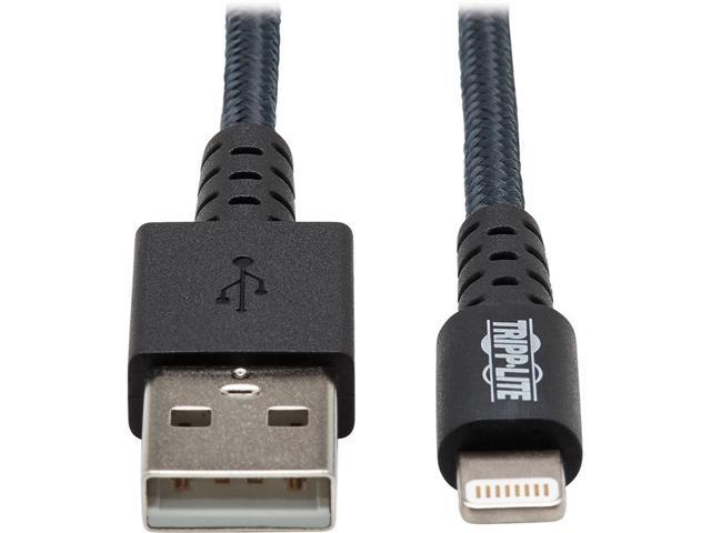 Tripp Lite M100-003-GY-MAX Heavy-Duty USB Sync / Charge Cable with Lightning Connector - M/M, USB 2.0, UHMWPE and Aramid Fibers, Gray, 3 ft. (0.9 m)