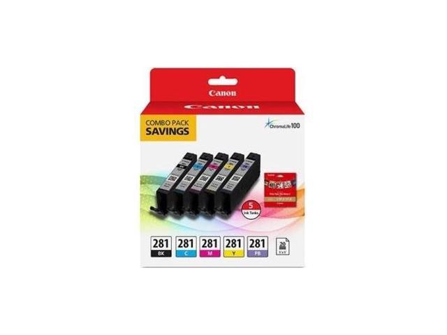 Canon - CLI-281 5-Pack Standard Capacity Ink Cartridges + Photo Paper - Black/Cyan/Magenta/Yellow/Photo Blue - image 4