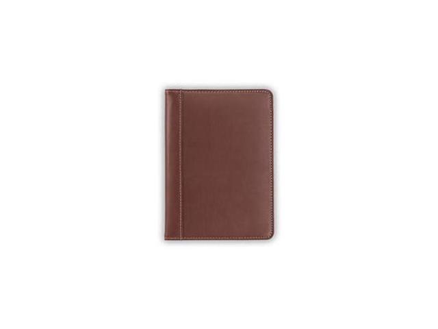 Samsill Contrast Stitch Leather Padfolio 6 1/4w x 8 3/4h Open Style Brown 71736