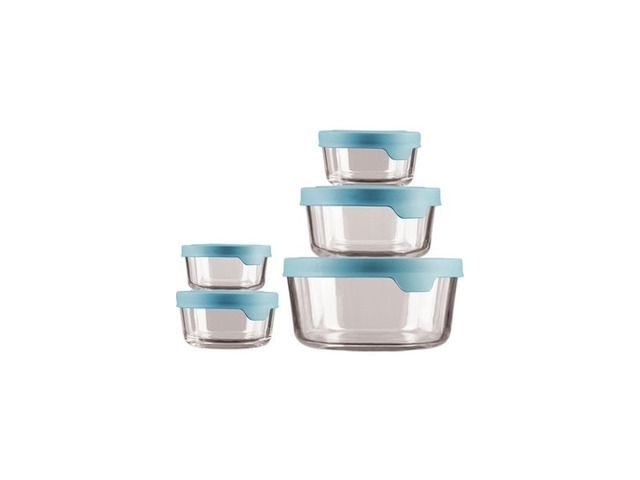 anchor hocking 13397ecom trueseal glass food storage containers with airtight lids mineral blue