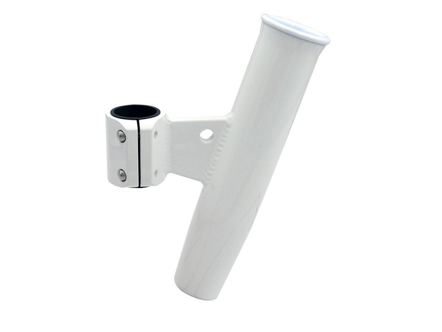 CE Smith Aluminum Vertical Clamp-On Rod Holder - OD White Powdercoat with Sleeve Aluminum Vertical Clamp-On Rod Holder