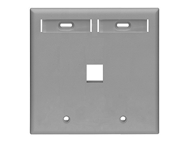 Leviton 2-Gang 1-Port QuickPort Wallplate with ID Windows, 42080-1GP, Gray