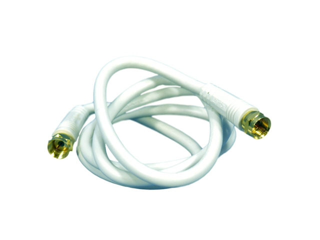 White 3 Ft Coaxial Video Cable w/ GOLD PLUG Ends F-Type RG59 C5851-3GW