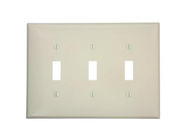 Leviton PJ3-I 3-Gang Toggle Switch Wall Plate, Midway Size Cover, Unbreakable Thermoplastic, Ivory