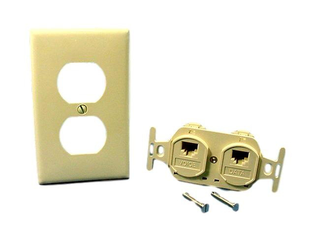 Leviton 41361-IDI Telephone Type 106 Duplex Insert Flush Wall Jack Ivory